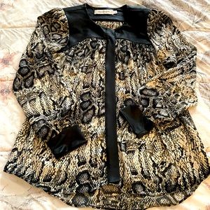 Vintage T-bags Los Angeles animal print snake long sleeve silky blouse, size S